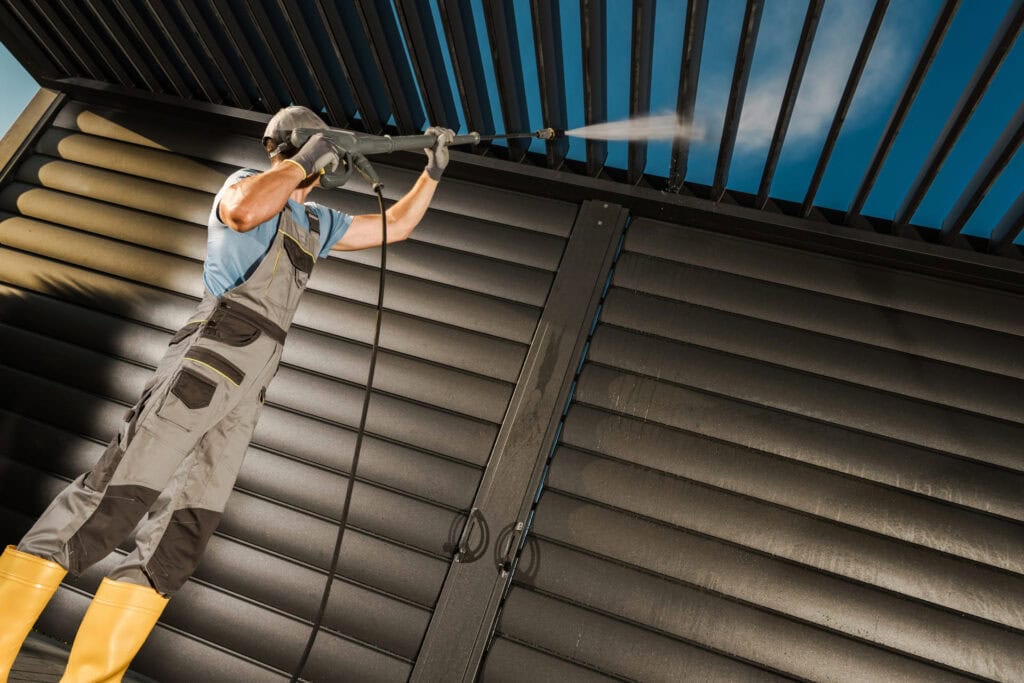 pressure washing service on the job site